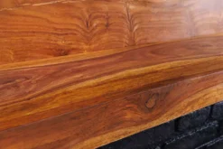 Massives Wandregal MAKASSAR 140cm braun Sheeshamholz stone finish