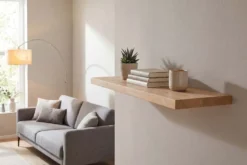 Massives Wandregal PURE 60cm Mango natur cream finish Mangoholz Steckregal