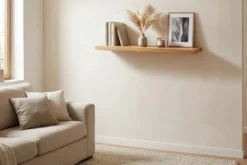 Massives Wandregal PURE 80cm Mango natur cream finish Mangoholz Steckregal