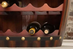 Massives Weinregal BODEGA 80cm coffee braun Pinie Fass-Bartisch für 23 Flaschen