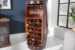 Massives Weinregal BODEGA 97cm coffee braun Pinie Fass-Bartisch für 24 Flaschen