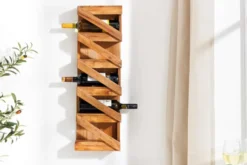 Massives Weinregal MAKASSAR 80cm recyceltes Teakholz für 5 Flaschen Wandregal