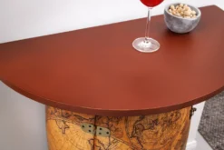 Massives Weinregal SEVEN SEAS 80cm natur Pinienholz Weltkarte Weinfass Barschrank