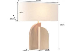 Massive Tischlampe LOVERS 60cm natur Regenbaumholz weißer Stoffschirm