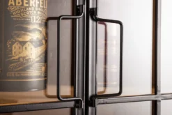 Massive Vitrine SEVEN SEAS 150cm natur Pinie Industrial-Türen Metall Barschrank