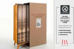 Massive Vitrine SEVEN SEAS 150cm natur Pinie Industrial-Türen Metall Barschrank