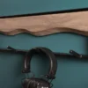 Massive Wandgarderobe AMAZONAS 60cm Mangoholz Metall schwarz mit 4 Kleiderhaken