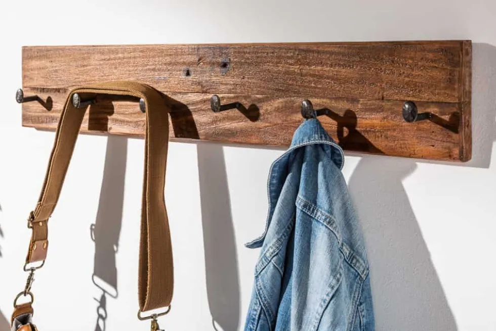 Massive Wandgarderobe HEMINGWAY XL 90cm natur recyceltes Massivholz