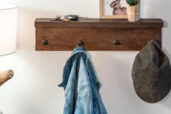 Massive Wandgarderobe HEMINGWAY 60cm natur recyceltes Teakholz mit Ablage