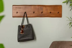 Massive Wand-Garderobe MAMMUT 80cm Akazie mit 6 Kleiderhaken