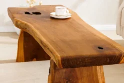 Massivholz Bank ROOT 100cm braun natur Teak Baumstamm