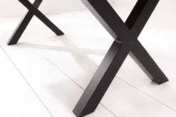 Massivholz Baumkanten Esstisch AMAZONAS 180cm braun Sheesham schwarze Metallbeine
