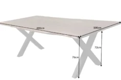 Massivholz Baumkanten Esstisch AMAZONAS 200cm braun Sheesham schwarzes Metallgestell