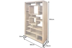 Massivholz Bücherregal CUBUS 190cm Akazie honey finish Metallfüße schwarz Standregal