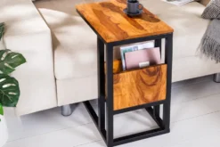Massivholz Beistelltisch CONCIERGE 60cm braun Sheesham stone finish mit Stauraum