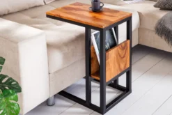 Massivholz Beistelltisch CONCIERGE 60cm braun Sheesham stone finish mit Stauraum