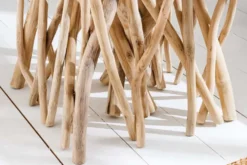Massivholz Beistelltisch DRIFTWOOD 60cm natur Teak viereckig im Stelzen-Design