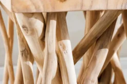 Massivholz Beistelltisch DRIFTWOOD 60cm natur Teak viereckig im Stelzen-Design