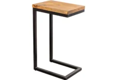 Massivholz Beistelltisch GASTON 65cm natur Mangoholz Metall schwarz handmade