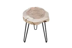 Massivholz Beistelltisch GOA 40cm natur Akazie Baumstamm Metall schwarz Hairpin Legs