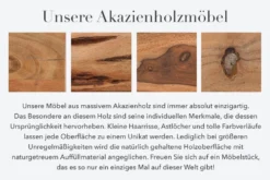 Massivholz Beistelltisch GOA 40cm natur Akazie Baumstamm Metall schwarz Hairpin Legs