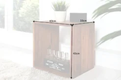 Massivholz Beistelltisch MAKASSAR 45cm braun Sheesham stone finish Regal handmade