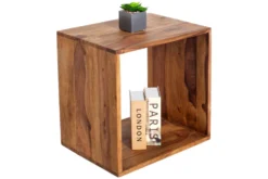 Massivholz Beistelltisch MAKASSAR 45cm braun Sheesham stone finish Regal handmade