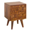 Massivholz Beistelltisch MYSTIC LIVING 60cm braun Sheesham stone finish Nachttisch