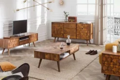 Massivholz Beistelltisch MYSTIC LIVING 60cm braun Sheesham stone finish Nachttisch