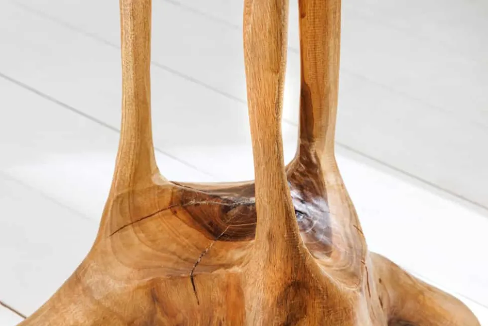 Massivholz Beistelltisch ROOT 70cm natur Teak aus Wurzelholz im Stelzen-Design