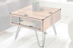 Massivholz Beistelltisch SCORPION 45cm braun Sheesham stone finish Hairpin Legs Stauraum