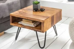 Massivholz Beistelltisch SCORPION 45cm braun Sheesham stone finish Hairpin Legs Stauraum