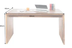 Massivholz Bürotisch CUBUS 120cm braun Sheeshamholz stone finish Schreibtisch