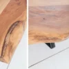 Massivholz Couchtisch AMAZONAS 105cm Akazie schwarzes Metall X-Gestell Baumkante Live Edge
