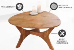 Massivholz Couchtisch ARCHITECTURE 70cm natur honey finish Akazie dreieckig