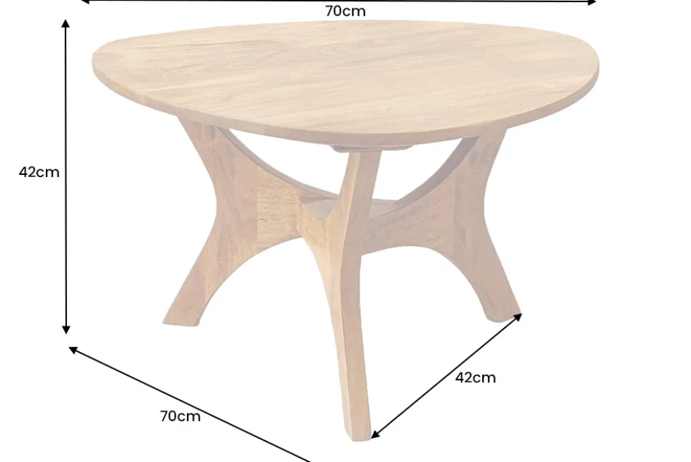 Massivholz Couchtisch ARCHITECTURE 70cm natur honey finish Akazie dreieckig