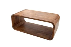 Massivholz Couchtisch CUBUS 100cm braun Sheesham stone finish TV-Board handemade