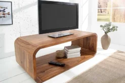 Massivholz Couchtisch CUBUS 100cm braun Sheesham stone finish TV-Board handemade