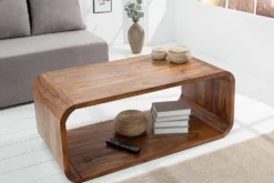 Massivholz Couchtisch CUBUS 100cm braun Sheesham stone finish TV-Board handemade
