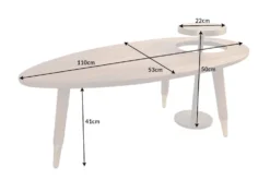 Massivholz Couchtisch GATSBY 110cm braun gold Mango oval rund Beistelltisch 2er Set Retro Design
