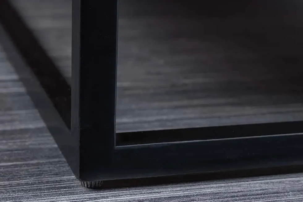 Massivholz Couchtisch GIANT 60cm braun Sheesham stone finish Metall schwarz Ablage