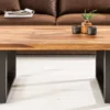 Massivholz Couchtisch IRON CRAFT 100cm braun Sheesham stone finish Industrial Design