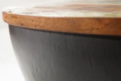 Massivholz Couchtisch JAKARTA 70cm grau rund aus recycelten Fischerbooten