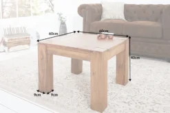 Massivholz Couchtisch MAKASSAR 60cm braun Sheesham stone finish einzigartige Maserung
