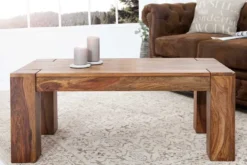 Massivholz Couchtisch MAKASSAR 100cm braun Sheesham stone finish einzigartige Maserung