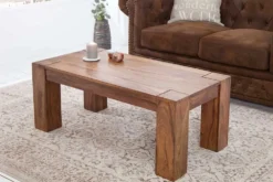 Massivholz Couchtisch MAKASSAR 100cm braun Sheesham stone finish einzigartige Maserung