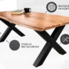 Massivholz Couchtisch MAMMUT 120cm Akazie Honey Finish X-Gestell schwarz 2,5cm Tischplatte