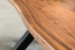 Massivholz Couchtisch MAMMUT 120cm Akazie Honey Finish X-Gestell schwarz 2,5cm Tischplatte