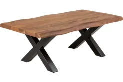 Massivholz Couchtisch MAMMUT 110cm Akazie Baumkante honey finish 3,5cm Tischplatte
