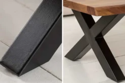 Massivholz Couchtisch MAMMUT 110cm Akazie Baumkante honey finish 3,5cm Tischplatte